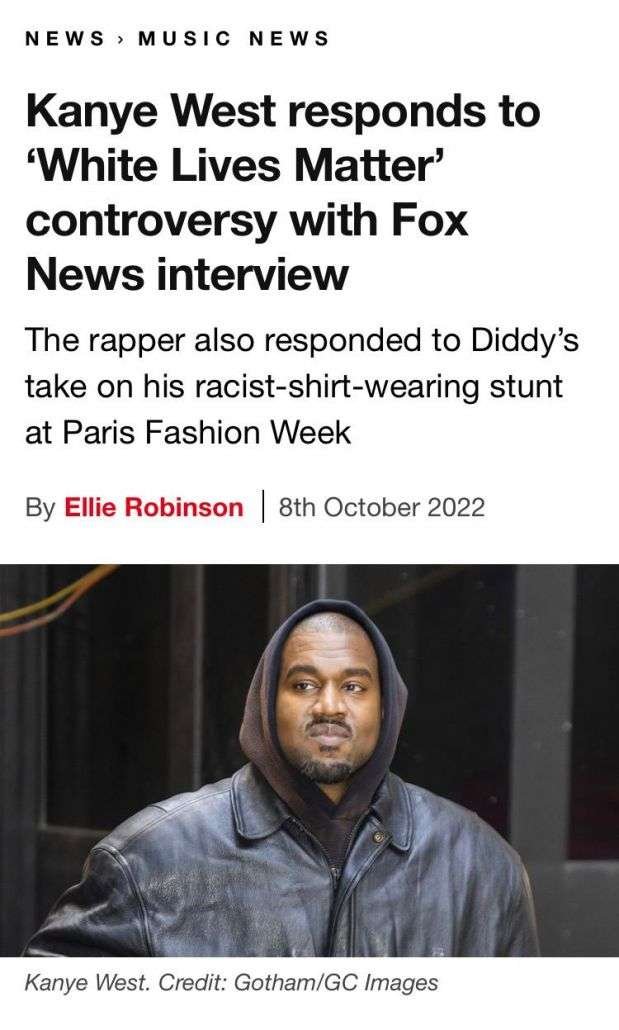 Kanye West: White Lives Matter, it's the Obvious Thing | Tucker Carlson 1 IMAGE 2022 10 09 103900